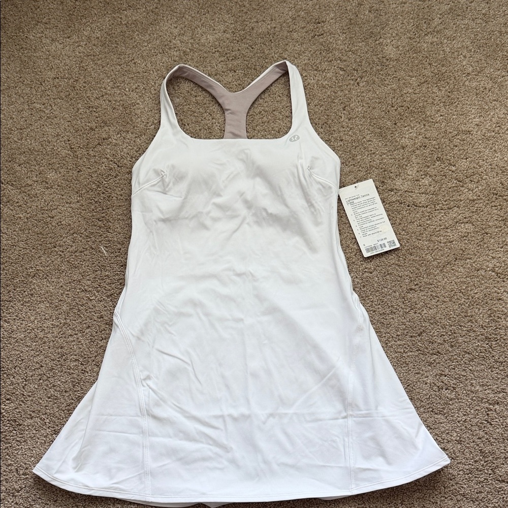 lululemon athletica White & Taupe Racerback Mini Dress